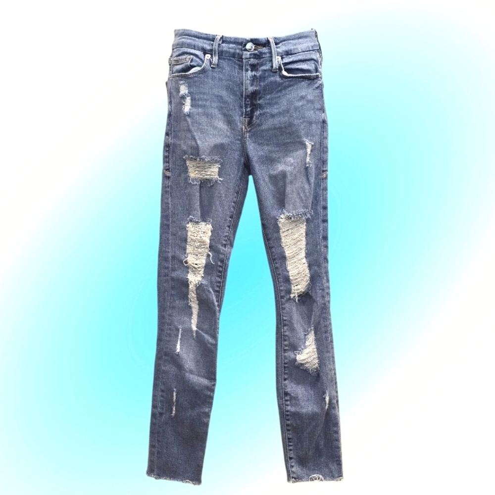 Good American Good Legs Distressed Skinny Jeans - Blue